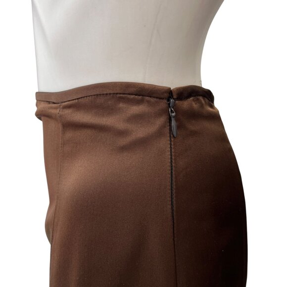 Maria Pinto Brown Silk Long High Waist Flared Skirt size 0-2 - Picture 6 of 11